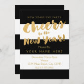 Silvester Party Einladungen Schwarz-weiß & Gold (Vorne/Hinten)