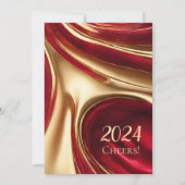 Silvester Party-Elegant Ruby Red and Gold- Einladung (Rückseite)