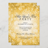 Silvester Party Festivals Bokeh Gold Einladung (Vorne/Hinten)