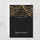 Silvester Party Festivals String Lights Gold Einladung (Rückseite)