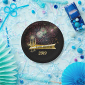 Silvester Party Feuerwerk Champagner Brille Pappteller (Party)