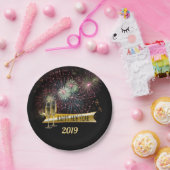 Silvester Party Feuerwerk Champagner Brille Pappteller (Party)