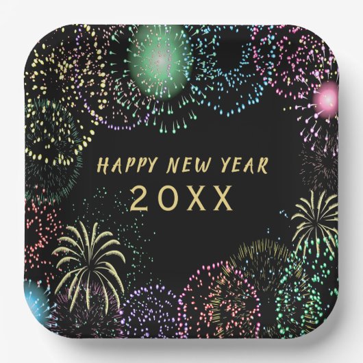 Silvester Party Feuerwerk Feier Pappteller (Vorderseite)