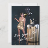 Silvester Party Girl in Sequel Dress Einladung (Rückseite)