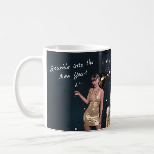Silvester Party Girl in Sequel Dress Kaffeetasse (Links)