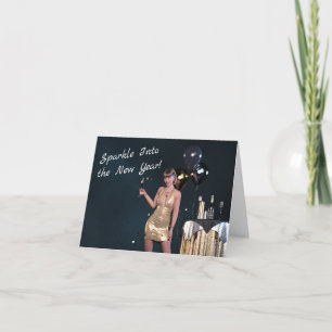 Silvester Party Girl in Sequel Dress Karte
