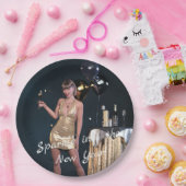 Silvester Party Girl in Sequel Dress Pappteller (Party)