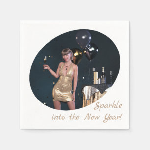 Silvester Party Girl in Sequel Dress Serviette