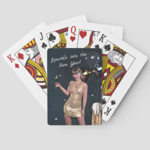 Silvester Party Girl in Sequel Dress Spielkarten