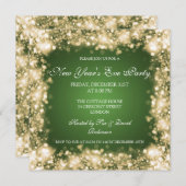 Silvester Party glänzen Lights Gold Einladung (Vorne/Hinten)