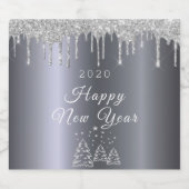 Silvester Party Glitzer Tropfen Schaumweinetikett (Einzelnes Label)