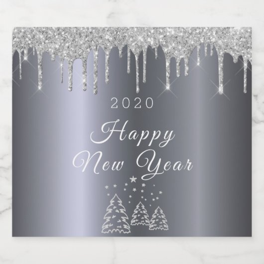 Silvester Party Glitzer Tropfen Schaumweinetikett (Einzelnes Label)