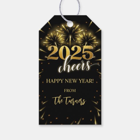 Silvester Party Gold & Black Geschenkanhänger (Vorderseite)