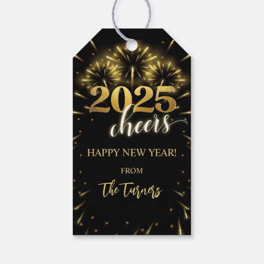 Silvester Party Gold & Black Geschenkanhänger (Rückseite)