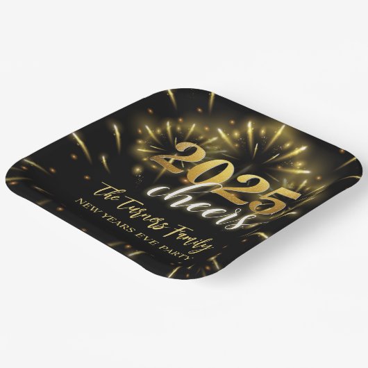 Silvester Party Gold & Black Pappteller (Gewinkelt)