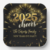 Silvester Party Gold & Black Pappteller (Vorderseite)