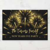 Silvester Party Gold & Black Schaumweinetikett (Einzelnes Label)