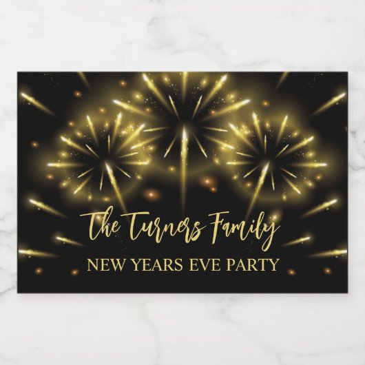 Silvester Party Gold & Black Schaumweinetikett (Einzelnes Label)