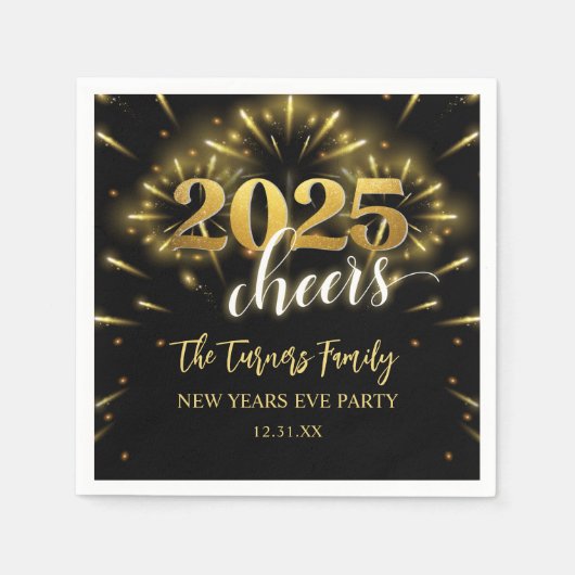 Silvester Party Gold & Black Serviette (Vorderseite)