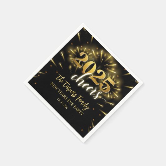 Silvester Party Gold & Black Serviette (Ecke)