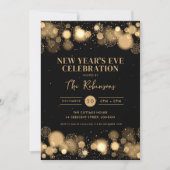 Silvester Party Gold Black Winter Wunder Einladung (Vorderseite)