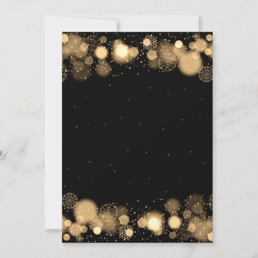 Silvester Party Gold Black Winter Wunder Einladung (Rückseite)