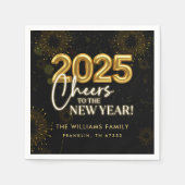 Silvester Party Gold Glitzer Serviette (Vorderseite)