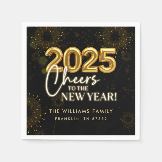 Silvester Party Gold Glitzer Serviette (Vorderseite)