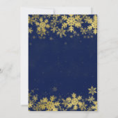 Silvester Party Gold & Navy Blue Snowflakes Einladung (Rückseite)