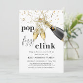 Silvester Party Gold Sparkle Cheers Einladung (Stehend Vorderseite)