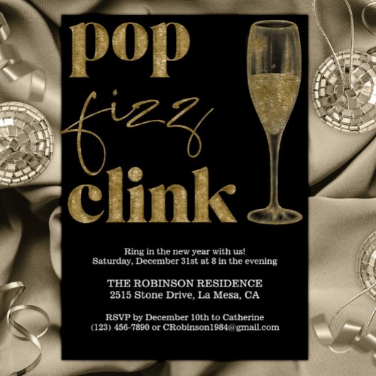 Silvester Party Gold Sparkle Cheers Einladung