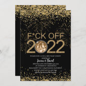 Silvester Party Gold und Schwarz Personalisiert Einladung (Vorne/Hinten)