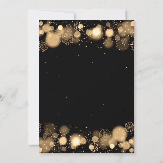 Silvester Party Gold Winter Wonder Bow Einladung (Rückseite)