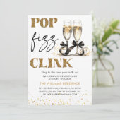 Silvester-Party-Goldjubeln Einladung (Stehend Vorderseite)