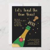 Silvester Party Handgezeichnet Champagner Toast Einladung (Vorderseite)