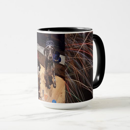 Silvester Party Hunde Fireworks Combo-Tasse Tasse (VorderseiteRechts)