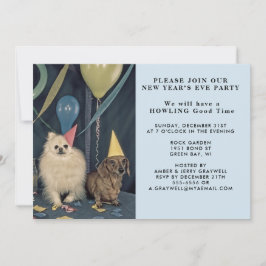 Silvester Party Hunde und Ballons Einladung