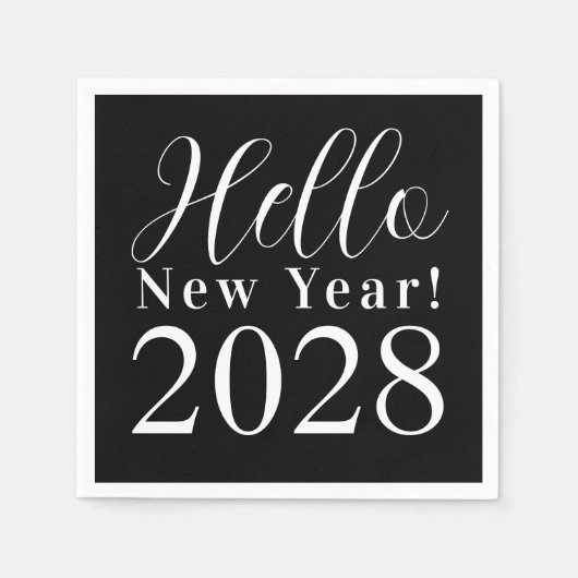Silvester Party Klassik Schwarz und Weiß Serviette (Vorderseite)