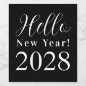 Silvester Party Klassik Schwarz und Weiß Weinetikett (Einzelnes Label)