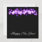 Silvester Party Lila Bokeh-Lichter Einladung (Rückseite)