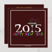 Silvester Party Martini Cocktail Einladung (Vorne/Hinten)