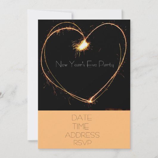 Silvester Party mit Herzsparklern Einladung (Vorderseite)