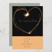 Silvester Party mit Herzsparklern Einladung (Vorne/Hinten)