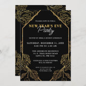 Silvester Party Moderner Goldene und Schwarze Urla Einladung (Vorne/Hinten)