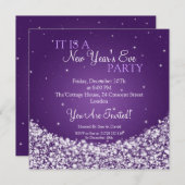 Silvester-Party-Nachtschein lila Einladung (Vorne/Hinten)