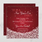 Silvester Party Night Sparkone Rot Einladung (Vorne/Hinten)