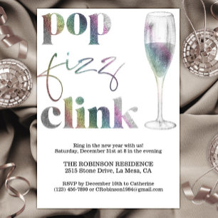 Silvester Party Rainbow Sparkle Cheers Einladung