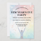 Silvester Party Regenbogenfeuerwerk Einladung (Rückseite)