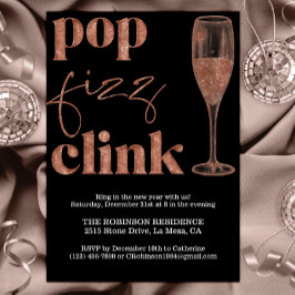 Silvester Party Rose Gold Sparkle Cheers Einladung