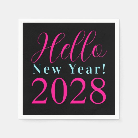 Silvester Party schwarz-heiß-rosa Serviette (Vorderseite)